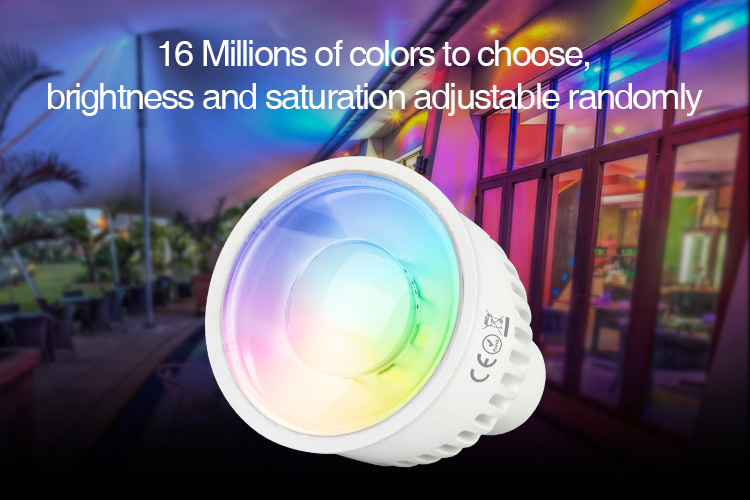 MiBoxer GU10 LED Spot 6w RGB + CCT, 2.4Ghz, 550 Lumen, 2 Jaar Garantie - FUT106, foto 2 van 6