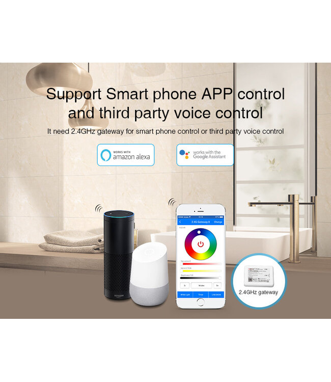 MiBoxer GU10 LED Spot 6w RGB + CCT, Wifi/RF, 550 Lumen, 2 Jaar Garantie