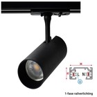 1 Fase Rail armatuur met GU10 Fitting met koker, Zwartkleurige behuizing