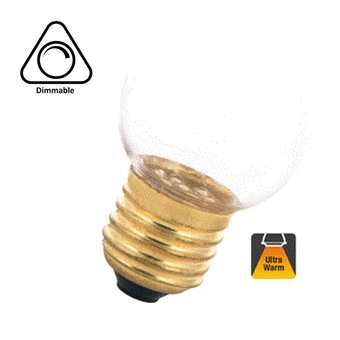 E27 2w Bol Lamp, 120 Lumen, Transparante Kap - Dimbaar