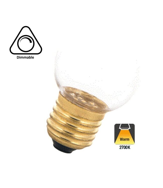 E27 2w Bol Lamp, 120 Lumen, Transparante Kap - Dimbaar