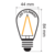 E27 3w Filament Bol Lamp, 150-200 Lumen, Transparante Kap - Dimbaar
