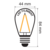 E27 3w Filament Bol Lamp, 200 Lumen, Transparante Kap - Dimbaar