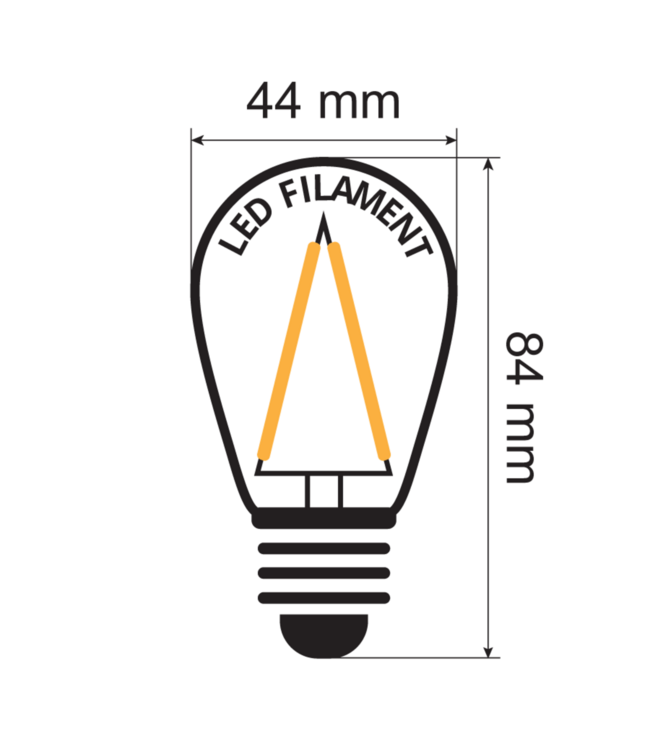 E27 3w Filament Bol Lamp, 150-200 Lumen, Transparante Kap - Dimbaar