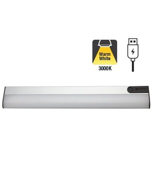 Sensorlux LED Kastverlichting - 350mm - 150 lm- 3000K Warm Wit - IR Hand Sensor - Dimbaar - USB 5v Batterij Oplaadbaar