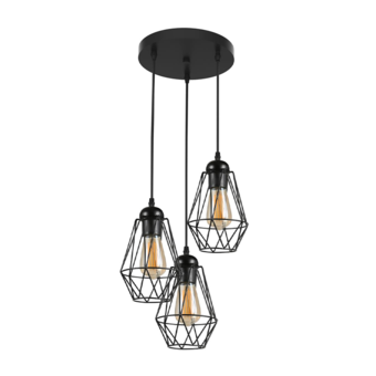 Reserveer: Industriële Hanglamp Zwart | Ø29cm | L:135cm| Incl. 3x Lichtbron E27 - 4w - 2400K - Dimbaar  | Retro | Vintage | Metaal