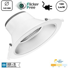 CCT Reflector Led Downlighter 15w, 1275-1500 Lumen, gatmaat Ø120mm, UGR19, Stekkerklaar, 3 Jaar Garantie