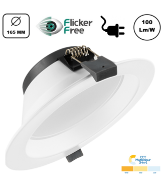 Led Downlighter 18w, 1800 Lumen, 3 Kleuren, gatmaat Ø145mm, Stekkerklaar, 3 Jaar Garantie