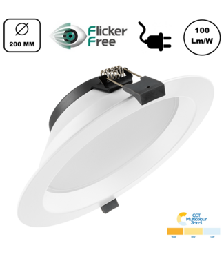 Led Downlighter 15w, 1500 Lumen, 3 Kleuren, gatmaat Ø175mm, Stekkerklaar, 3 Jaar Garantie