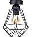 Industriële Plafondlamp Zwart | Ø18cm | Incl. Lichtbron E27 - 4w - 2400K - Dimbaar  | Retro | Vintage | Metaal