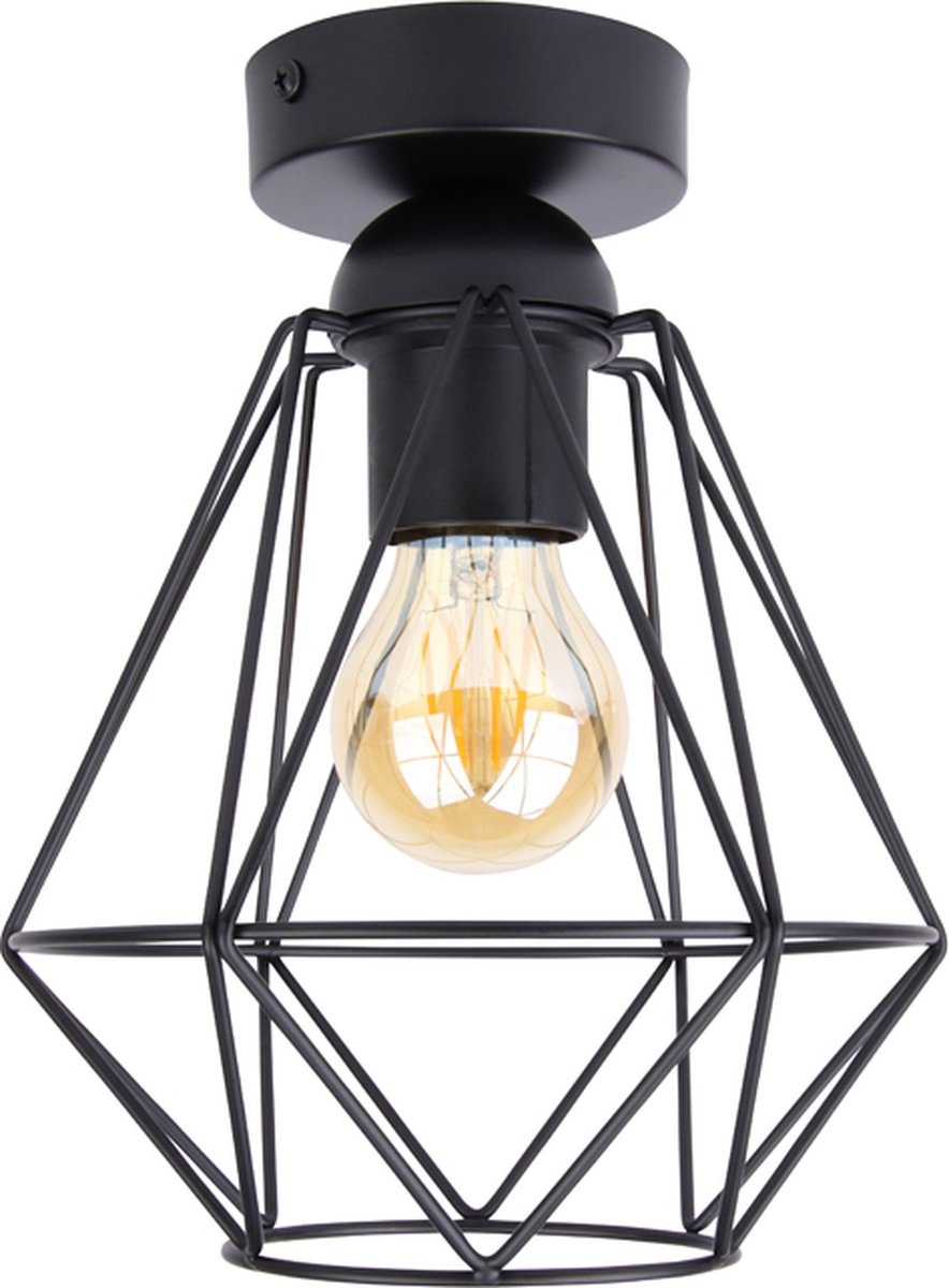 Industriële Plafondlamp Zwart | Ø18cm | Incl. Lichtbron watt | Groothandelinled.nl