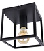 Industriële Plafondlamp Zwart | 16x16cm | Incl. Lichtbron E27 - 4w - 2400K - Dimbaar  | Retro | Vintage | Metaal