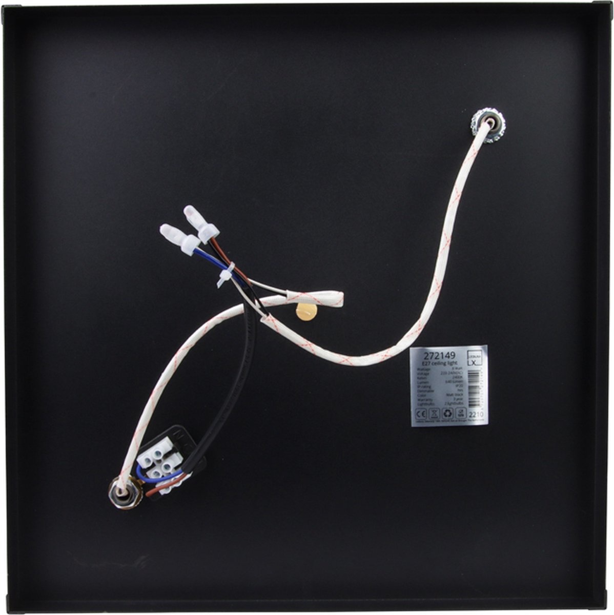 Industriële Plafondlamp Zwart | 30x30cm | Incl. 2x Lichtbron E27 - 4w - 2400K - Dimbaar | Retro | Vintage | Metaal, foto 4 van 6