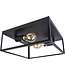 Industriële Plafondlamp Zwart | 30x30cm | Incl. 2x Lichtbron E27 - 4w - 2400K - Dimbaar  | Retro | Vintage | Metaal