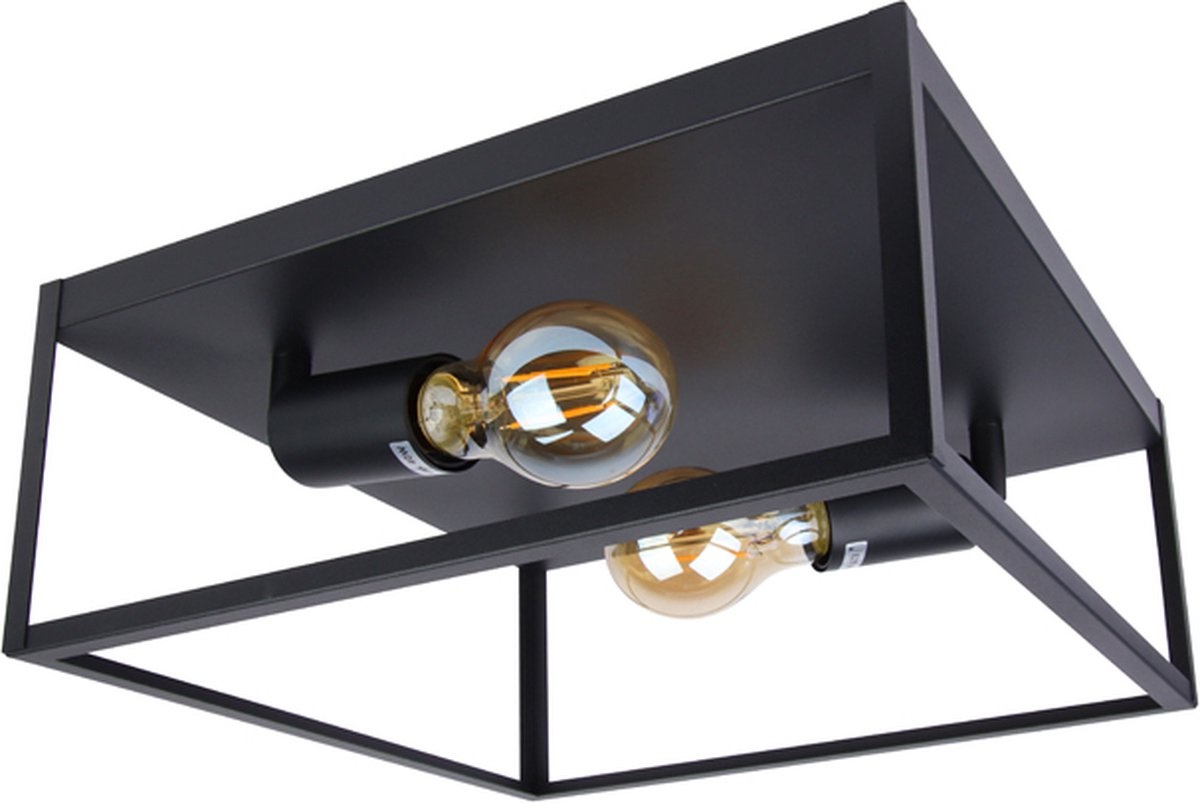 prijs Bedrijfsomschrijving sectie Industriële Plafondlamp Zwart | 24x24cm | Incl. Lichtbron 4 watt -  Groothandelinled.nl