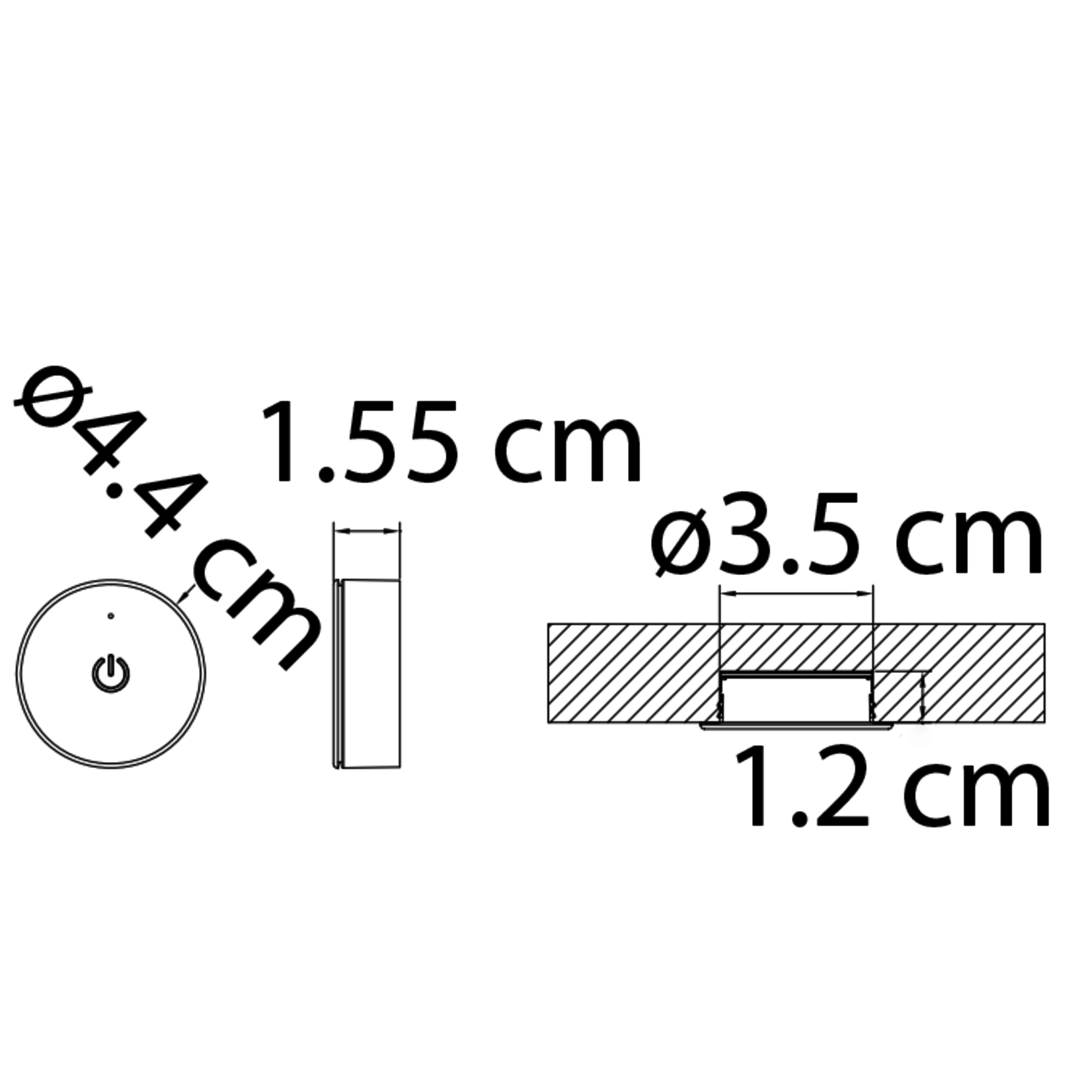 Draadloze Ronde Touch LED Dimmer 12/24Vdc - 5A - Zwart - T.b.v. Keuken / Kastverlichting en LED Strips, foto 2 van 3