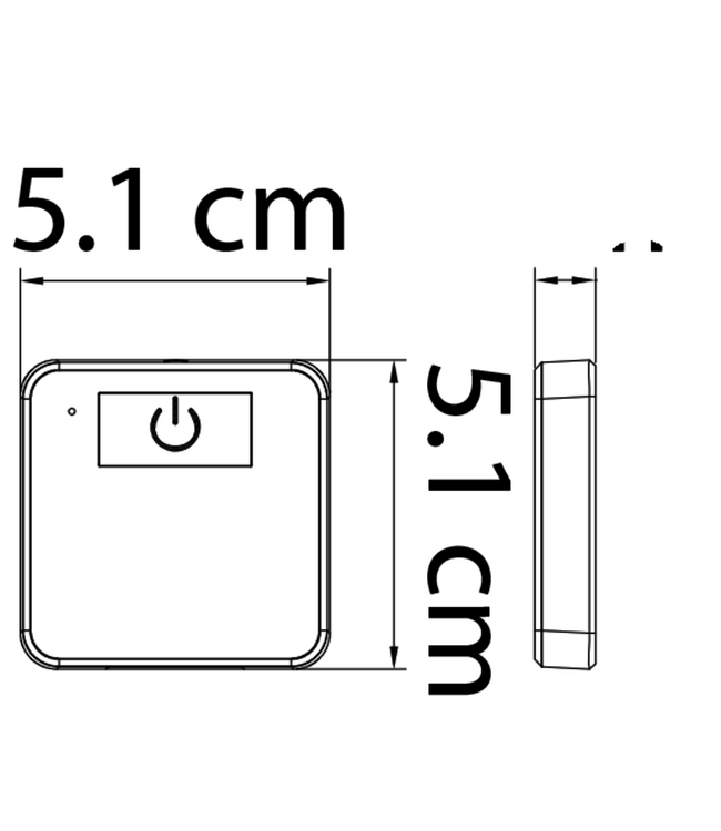 Draadloze Vierkant Touch LED Dimmer 12/24Vdc - 5A - Zwart - T.b.v. Keuken / Kastverlichting en LED Strips