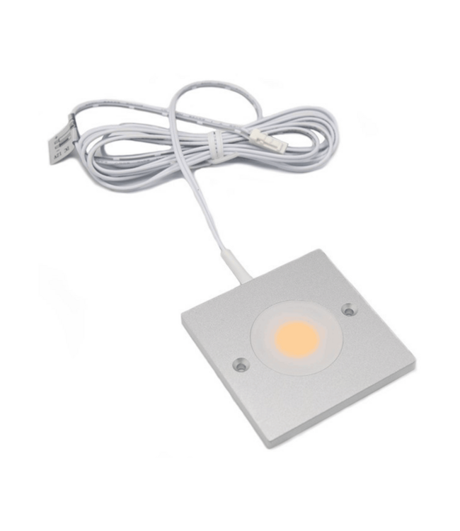 Vlakke Vierkant Opbouw LED Spot 3w, 250 Lumen, 3000K Warm Wit, 12Vdc, Dimbaar, 2 Jaar Garantie