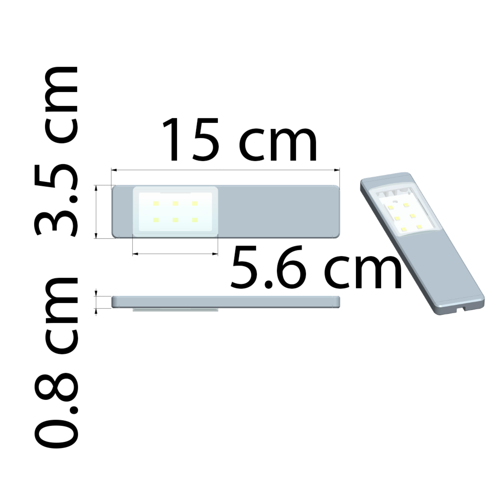 Vlakke Langwerpig Opbouw LED Spot 3w, 250 Lumen, 3000K Warm Wit, 12Vdc, Dimbaar, 2 Jaar Garantie, foto 4 van 5