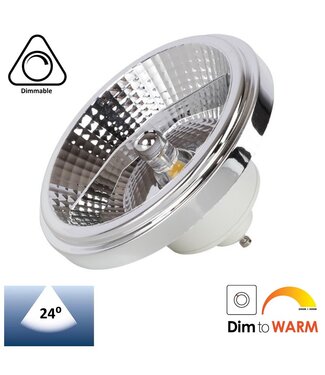 GU10 AR111 LED Spot 12w, 750 Lumen, Dim To Warm, 24°, Dimbaar, 2 Jaar Garantie