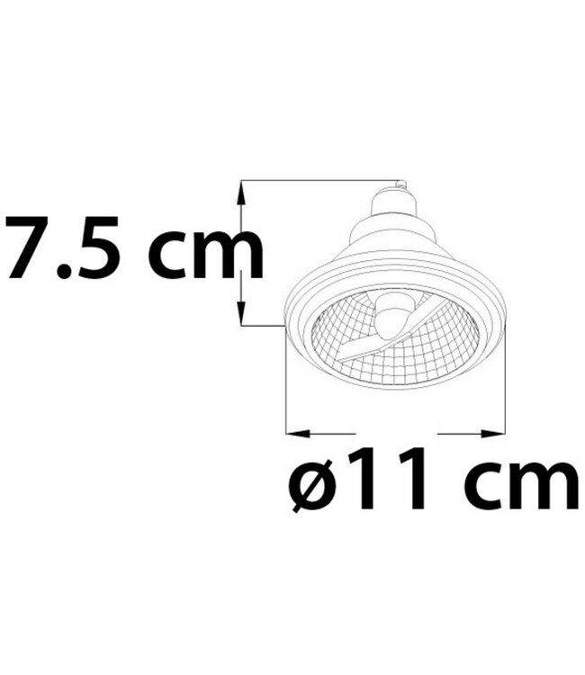 GU10 AR111 LED Spot 12w, 750 Lumen, Dim To Warm, 24°, Dimbaar, 2 Jaar Garantie