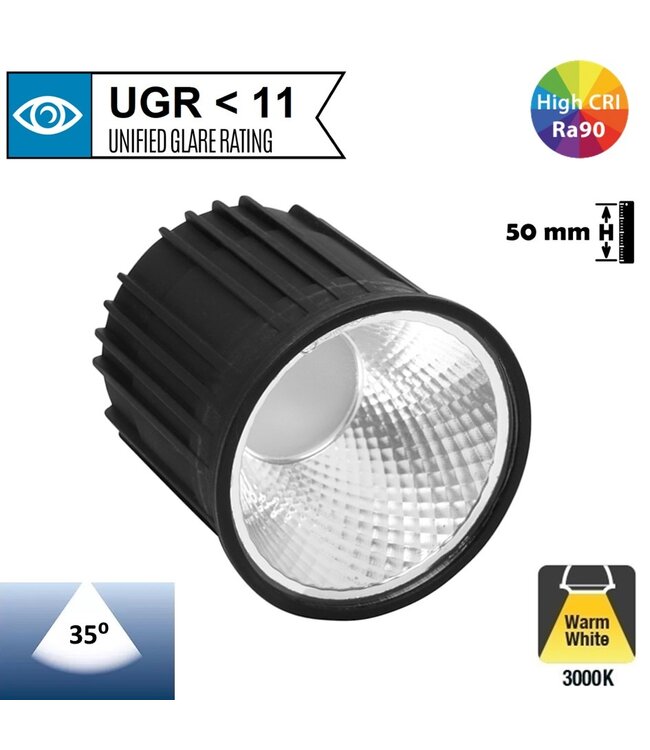 LED GU10 / Module 9w, 550 Lumen, CRI90, Dimbaar, 2 Jaar Garantie