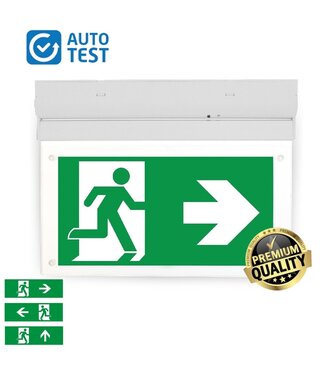 Auto-Test LED Noodverlichtingsarmatuur 2w, 240 Lumen, Wit, Kantelbaar, Opbouw, Met pijlaanduiding, 5 Jaar garantie