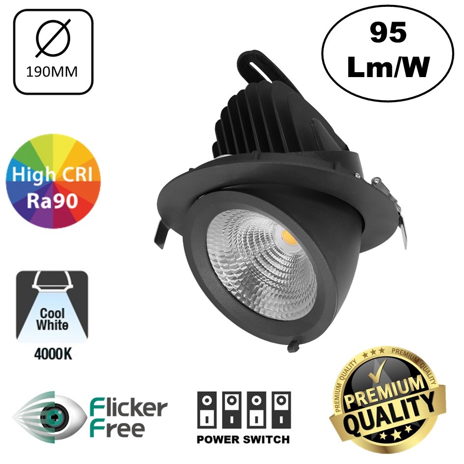 LED Banaanspot 28-44w, 2700-4000 lm, Flikkervrije KGP Driver, Gatmaat 175mm, CRI90, Zwart, 5 Jaar Garantie, foto 3 van 6