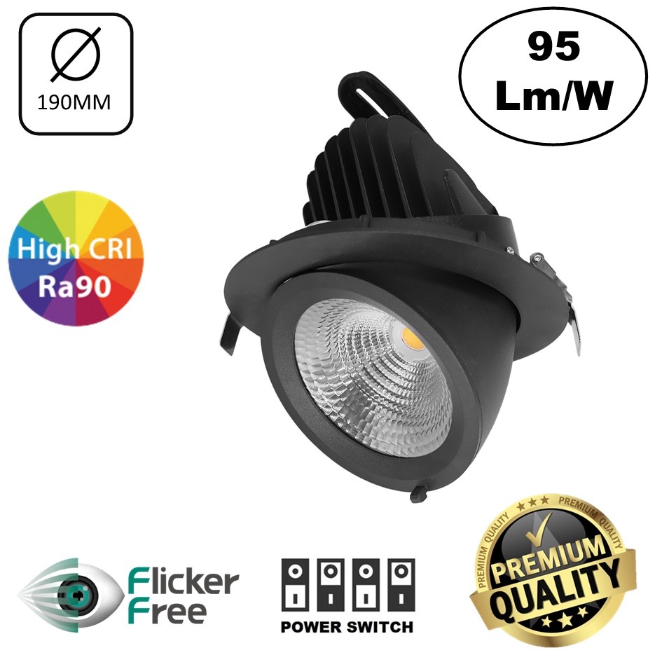 LED Banaanspot 28-44w, 2700-4000 lm, Flikkervrije KGP Driver, Gatmaat 175mm, CRI90, Zwart, 5 Jaar Garantie, foto 2 van 6