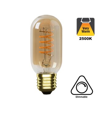 E27 Led Buis Lamp 4w, 2500K Flame, 270 Lumen, Dimbaar, Amber Glas, 2 Jaar Garantie
