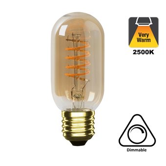 E27 Led Buis Lamp 4w, 2500K Flame, 270 Lumen, Dimbaar, Amber Glas, 2 Jaar Garantie