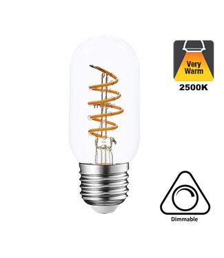 E27 Led Buis Lamp 4w, 2500K Flame, 270 Lumen, Dimbaar, Helder Glas, 2 Jaar Garantie