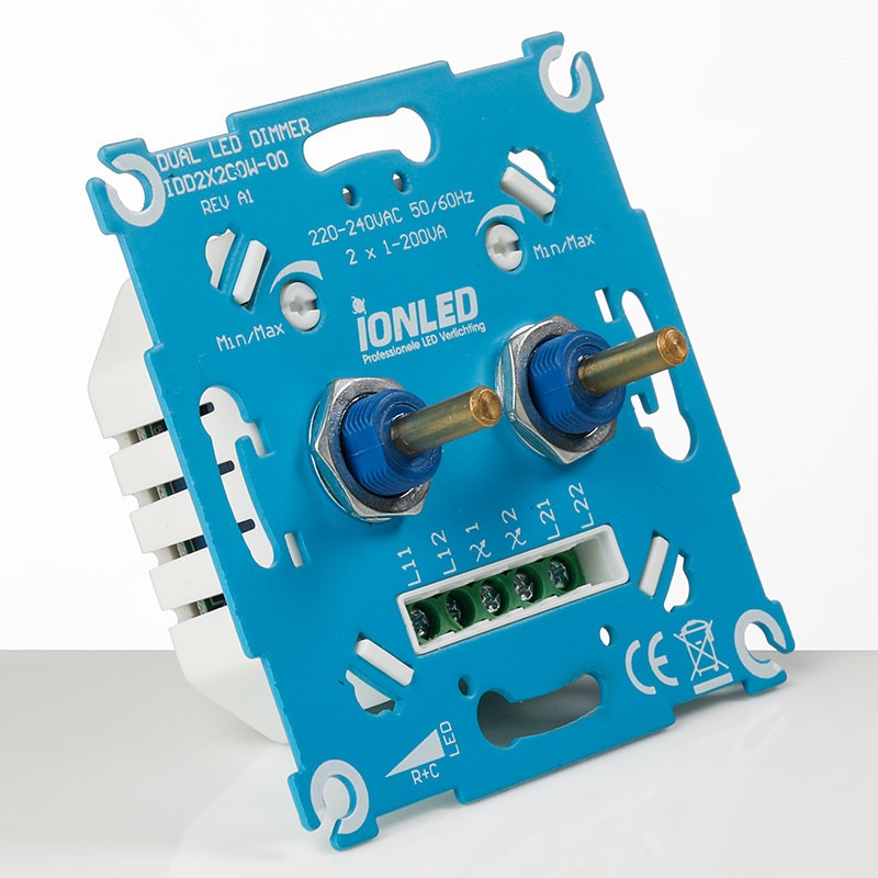 ION INDUSTRIES - DUO Inbouw LED Dimmer | 2x 0.3-200 Watt, foto 3 van 6