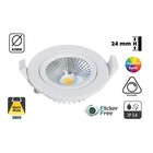 Inbouw LED Spot 5w Flat, 450 Lumen, 3000K, Kantelbaar, IP44, Dimbaar, Wit Armatuur, Gatmaat 72mm, 2 Jaar Garantie