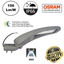 Premium Led Straatverlichting 60w, Met Daglichtsensor, 9000 Lm (150lm/w), 4000K Neutraal Wit, Osram LED Driver, IP66, IK10, 3 Jaar Garantie