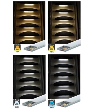 Complete Set LED Trapverlichting - Met Alu Profiel - 20CM - 60 Leds/M - Leverbaar in 4 Lichtkleuren