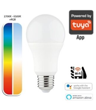 Smart WiFi E27 Globe lamp 8,5w, RGB+CCT, 806 Lumen, Werkt via Tuya App / Google Assistant / Amazon Alexa