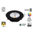 Inbouw LED Spot 5w Flat, 450 Lumen, 3000K, Kantelbaar, IP44, Dimbaar, CRI90, Zwart Armatuur, Gatmaat 72mm, 2 Jaar Garantie