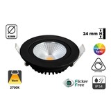 UITVERKOOP: Inbouw LED Spot 5w Flat, 450 Lumen, 2700K, Kantelbaar, IP44, Dimbaar, CRI90, Zwart Armatuur, Gatmaat 72mm