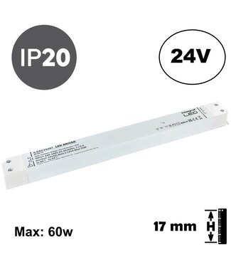 UITVERKOOP: LONG AND SLIM - Led Strip voeding 24V/75W/3,12A, Max: 60w