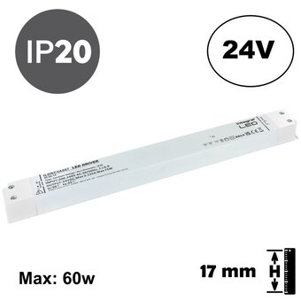 UITVERKOOP: LONG AND SLIM - Led Strip voeding 24V/75W/3,12A, Max: 60w