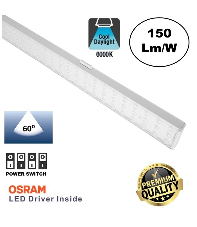 Universele Trunk LED Lichtlijn 150cm | Wattage Switch 32-56 Watt | 60 Graden lichthoek | 5 Jaar Garantie