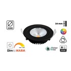 Inbouw LED Spot 5w Flat, 450 Lumen, Dim To Warm, Kantelbaar, IP44, Dimbaar, CRI90, Zwart Armatuur, Gatmaat 72mm, 2 Jaar Garantie