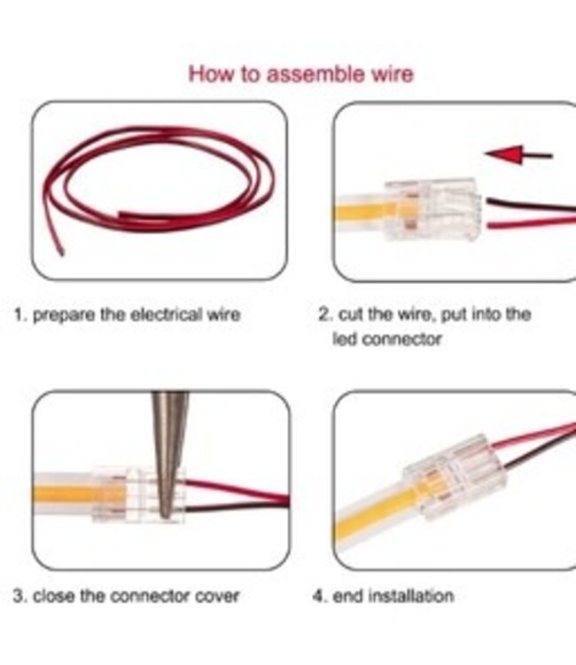 A-Serie Led Strip Connector 8MM COB Led Strips (Zonder solderen) | Geschikt voor IP20 en IP65 LED Strips