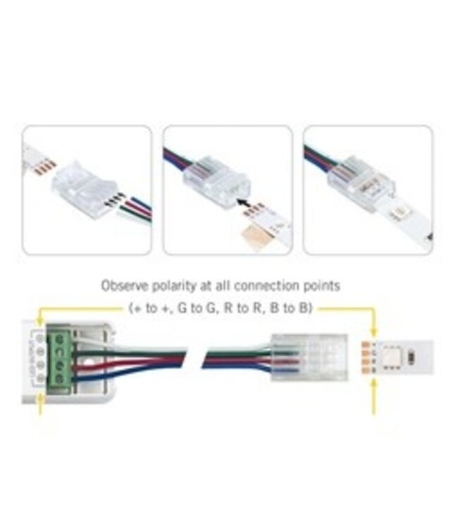 A-Serie Led Strip Connector RGB Led Strips 10MM  (Zonder solderen) | Geschikt voor IP20 en IP65 LED Strips