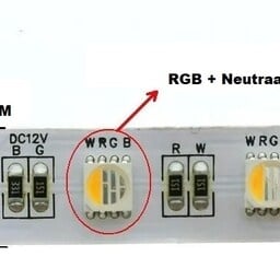 Led Strip ROL 5 Meter 5050SMD, 16w/m, 60 led/m, RGB+NW (4000K) 4IN1 LED , 12v, IP20, 10mm, 2 Jaar garantie, foto 2 van 2
