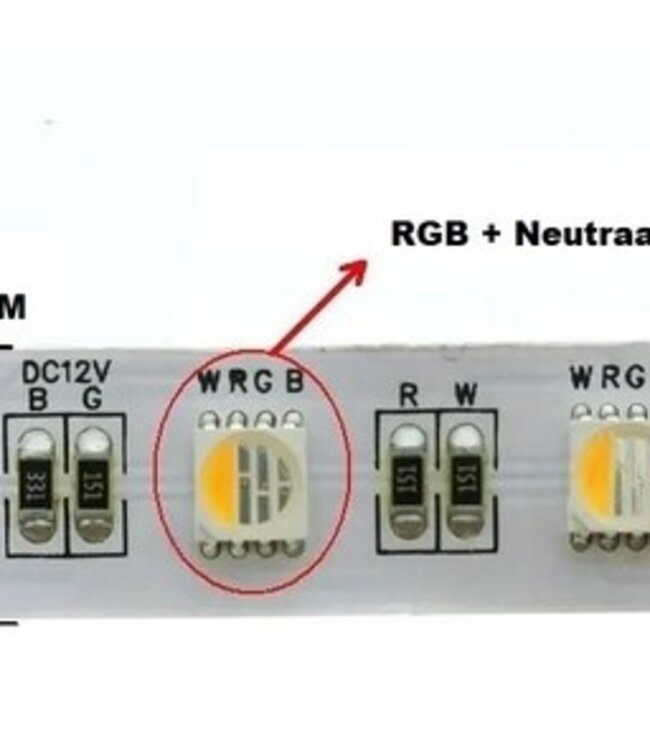 Led Strip ROL 5 Meter 5050SMD, 16w/m, 60 led/m, RGB+NW (4000K) 4IN1 LED , 24v, IP20, 10mm, 2 Jaar garantie