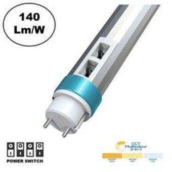 Led Buis 60cm, Wattage Switch 6/9/12w, CCT Switch 3000K/4000K/6000K, 840-1680 Lumen (140Lm/w), 3 Jaar Garantie