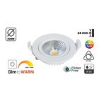 Inbouw LED Spot 5w Flat, 450 Lumen, Dim To Warm, Kantelbaar, IP44, Dimbaar, CRI90, Wit Armatuur, Gatmaat 72mm, 2 Jaar Garantie