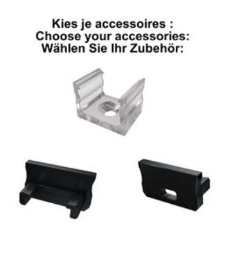 Accessoires t.b.v. Standaard Led Strip Profiel Norman | Zwart